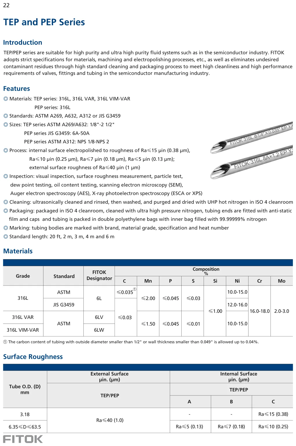 High Purity Tubing, TEP and PEP Series (Catalog)