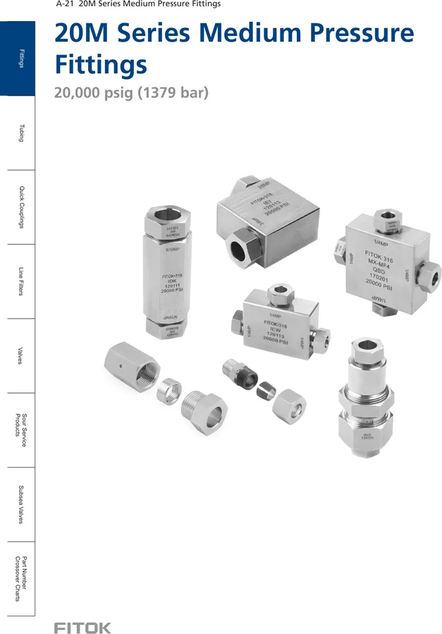Medium Pressure Cone and Thread Fittings, 20M Series