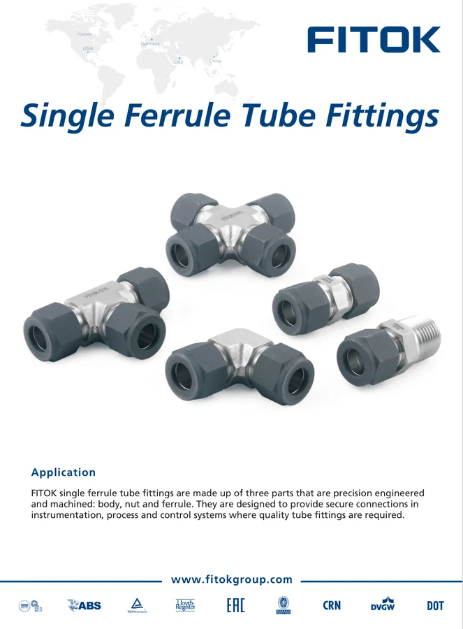 Single Ferrule Tube Fittings, 6S Series