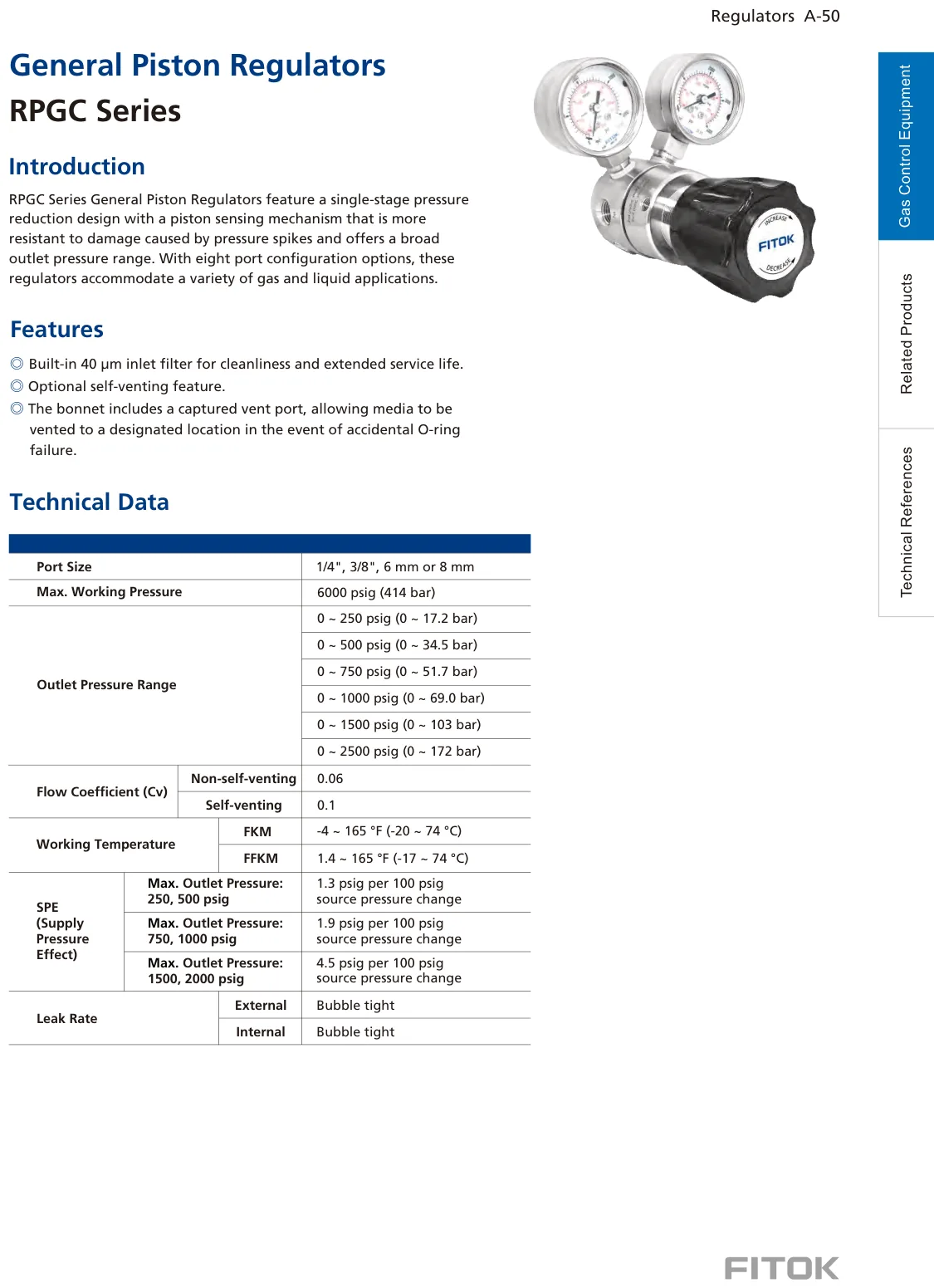 General Piston Regulators, RPGC Series