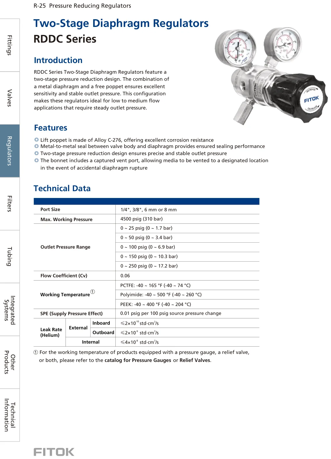 Two-Stage Diaphragm Regulators, RDDC Series