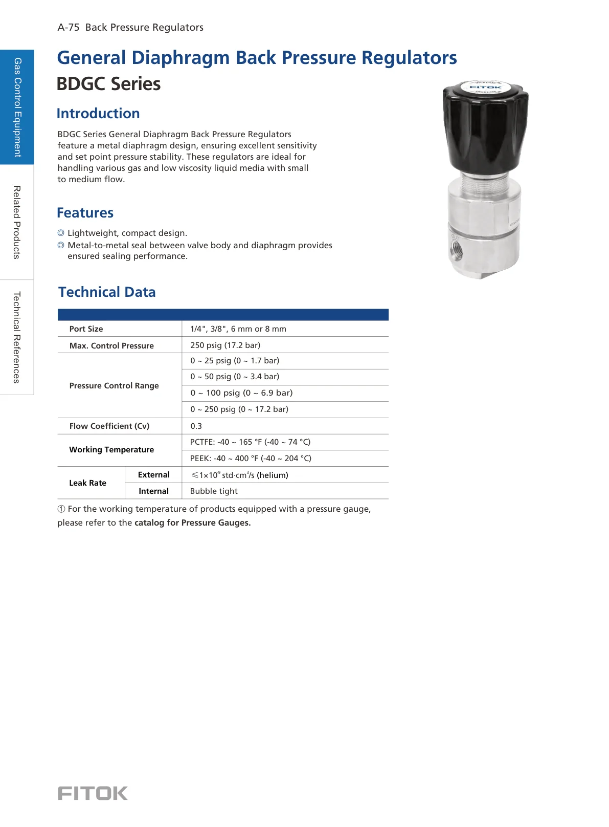 General Diaphragm Back Pressure Regulators, BDGC Series