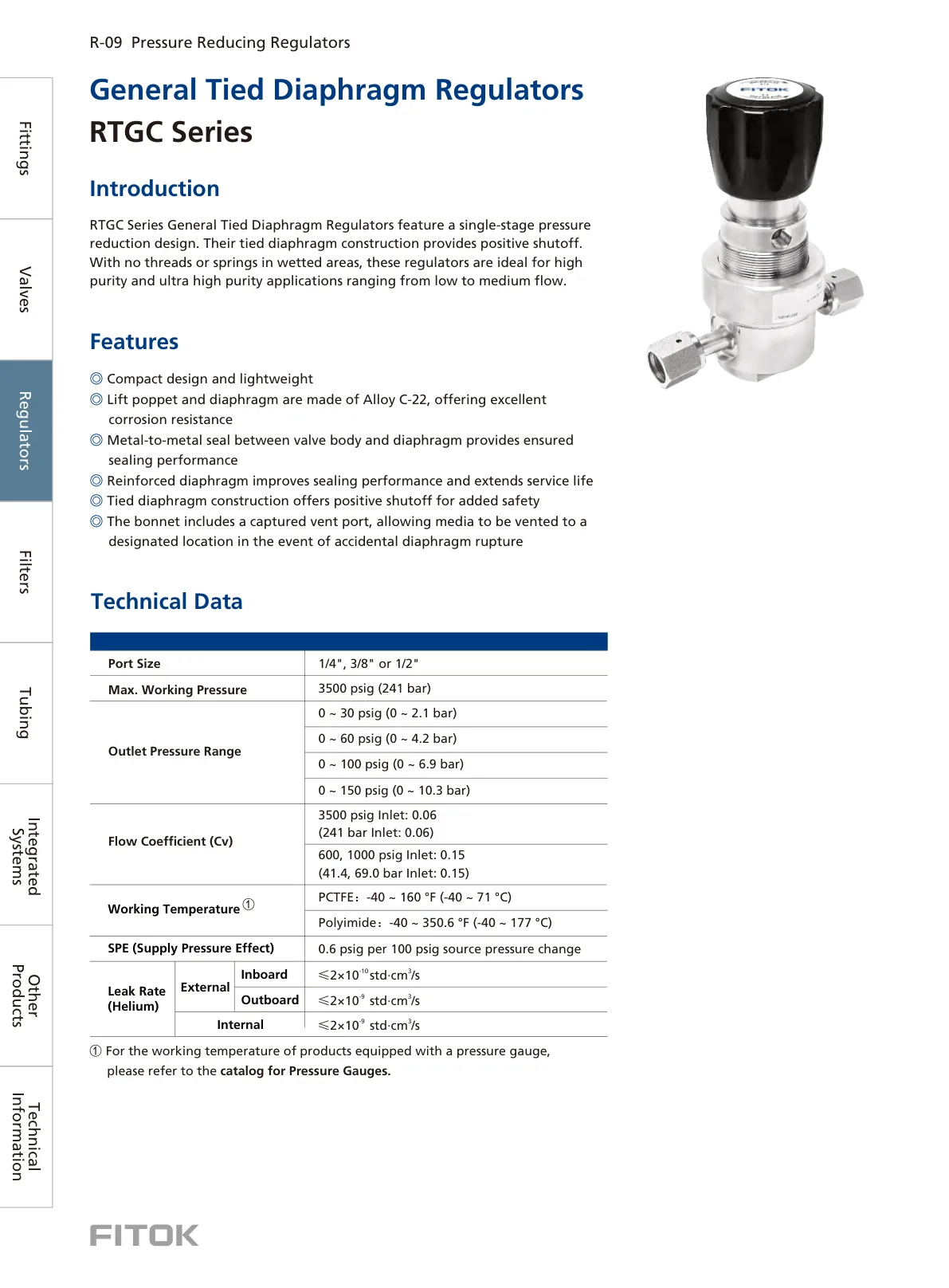 General Tied Diaphragm Regulators, RTGC Series