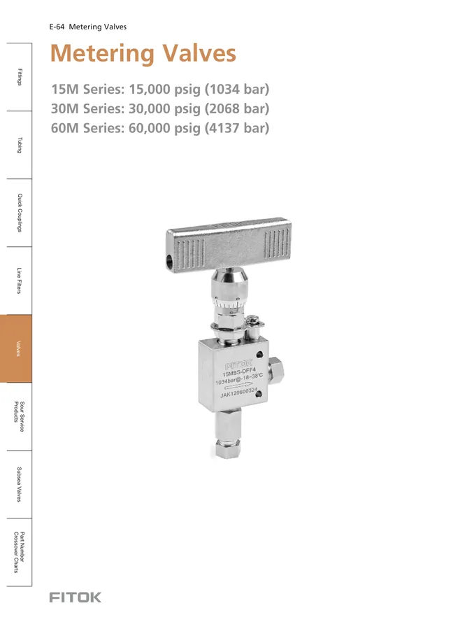 Medium/High Pressure Metering Valves, 15M/30M/60M Series