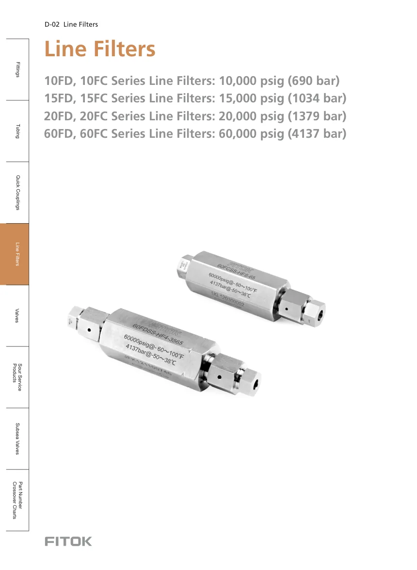 Medium and High Pressure Dual-Disc Line Filters, 10FD, 15FD, 20FD, and 60FD Series